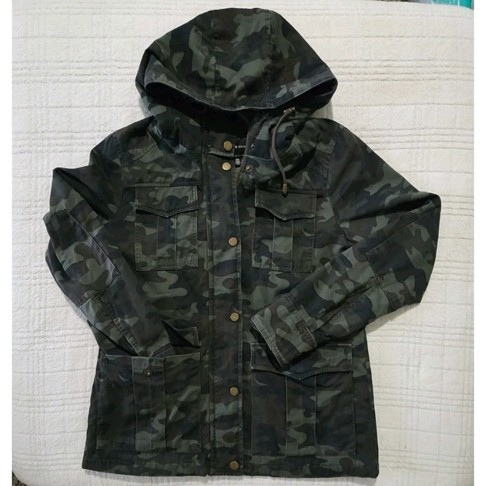 Lucky Brand Camo Jacket Womens‎ Medium Green Button Military Outdoor Lightweight